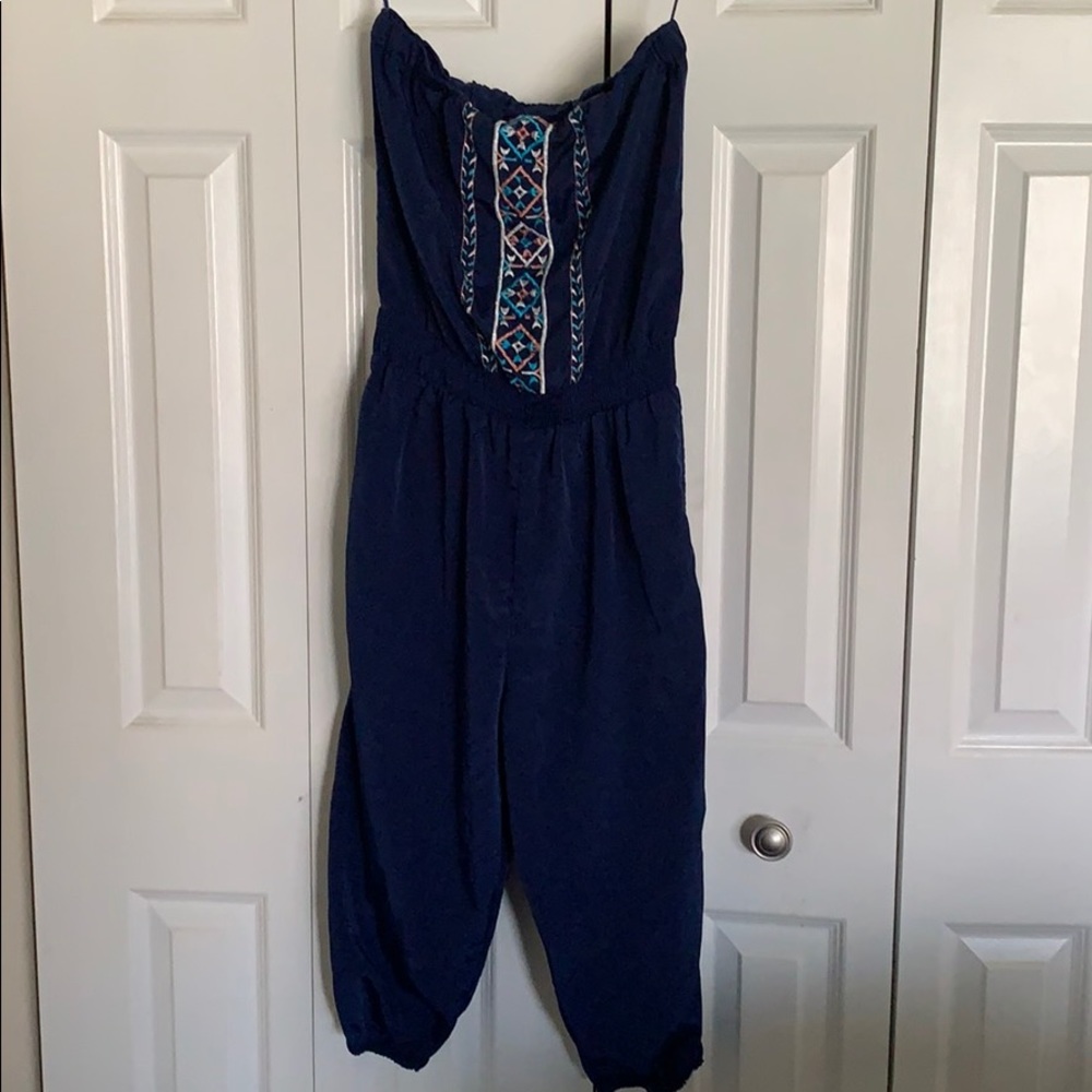 Tube top navy blue romper